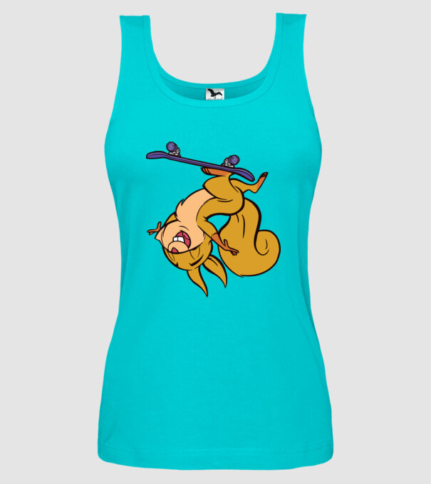 Veveriță Skateboarder model turcoaz pe tricou