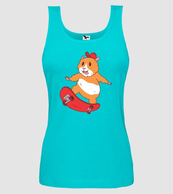Hamster Skateboarder model turcoaz pe tricou