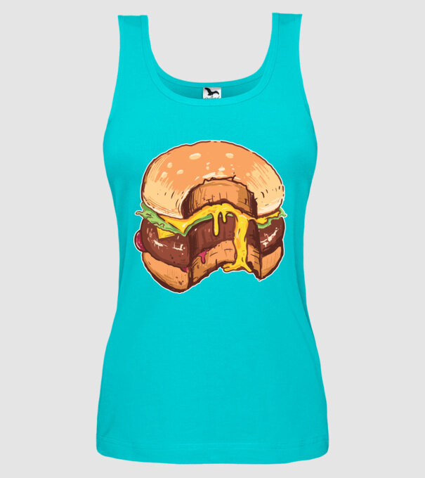 Hamburger model turcoaz pe tricou