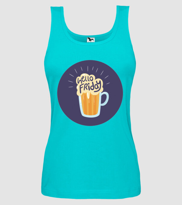 Hello Friday model turcoaz pe tricou
