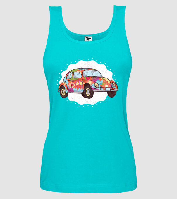 Hippy Beetle Volkswagen model turcoaz pe tricou