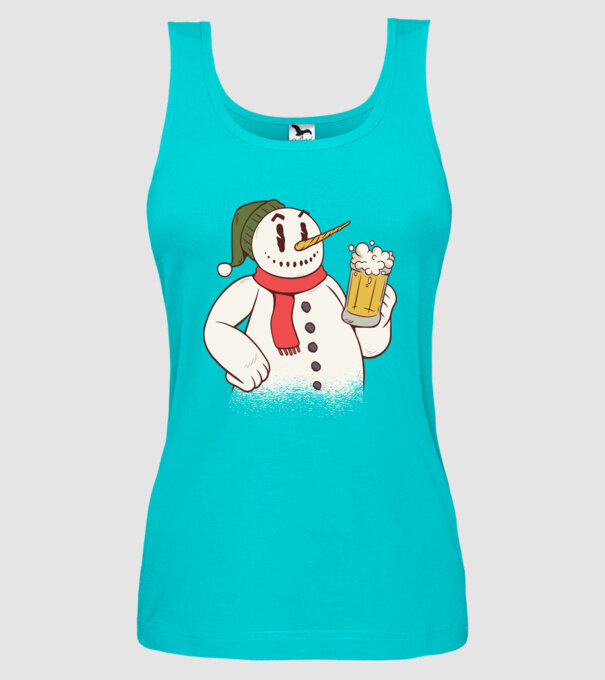 Om de zăpadă cu bere model turcoaz pe tricou