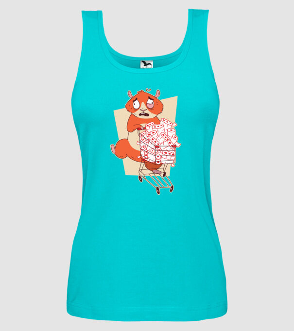 Hamster Panică cumpărături model turcoaz pe tricou