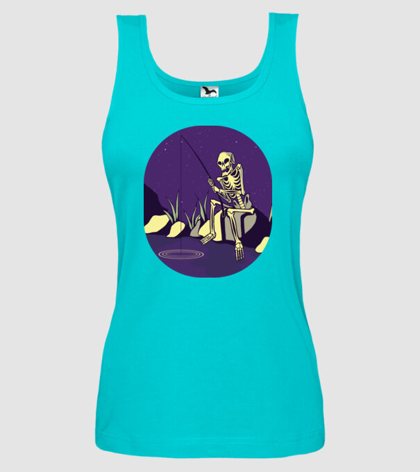 Schelet pescar model turcoaz pe tricou
