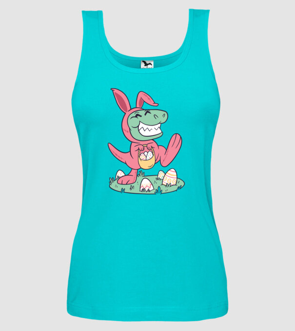 T-rex de Paște model turcoaz pe tricou