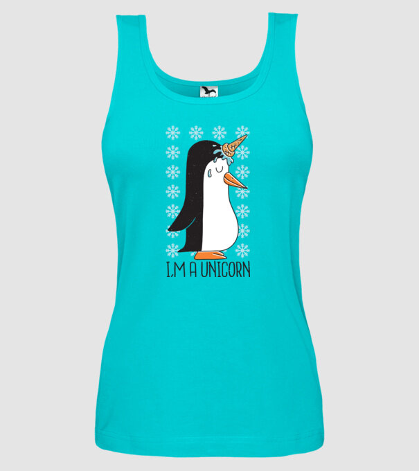'I''m a Unicorn - Pinguin Unicorn' model turcoaz pe tricou