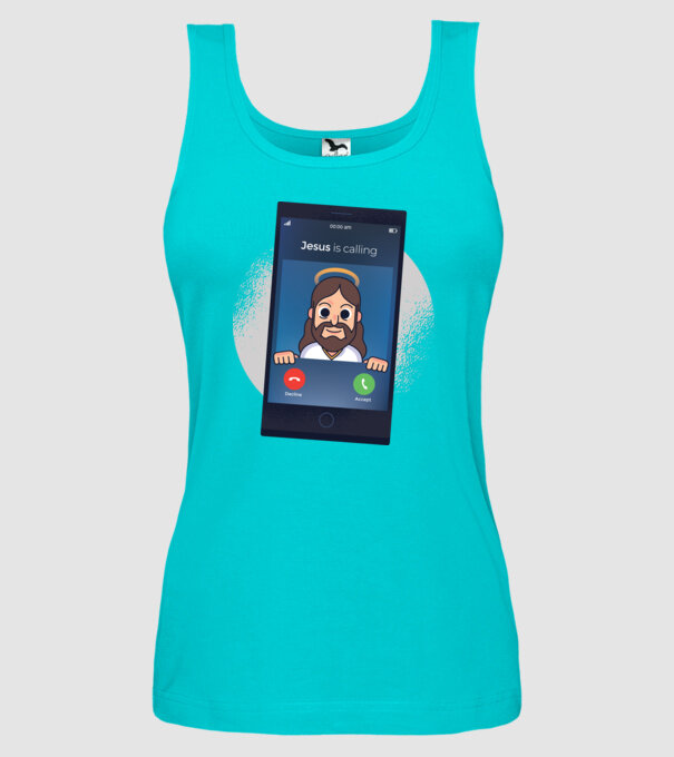 Isus te sună tricou amuzant model turcoaz pe tricou
