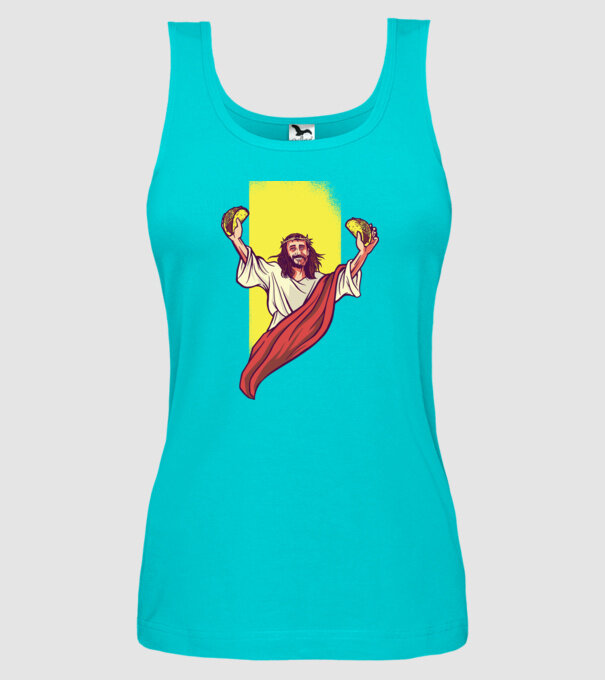 Isus cu Taco tricou amuzant model turcoaz pe tricou