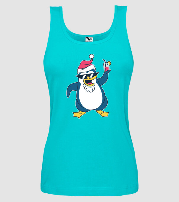 Pinguin de Crăciun model turcoaz pe tricou