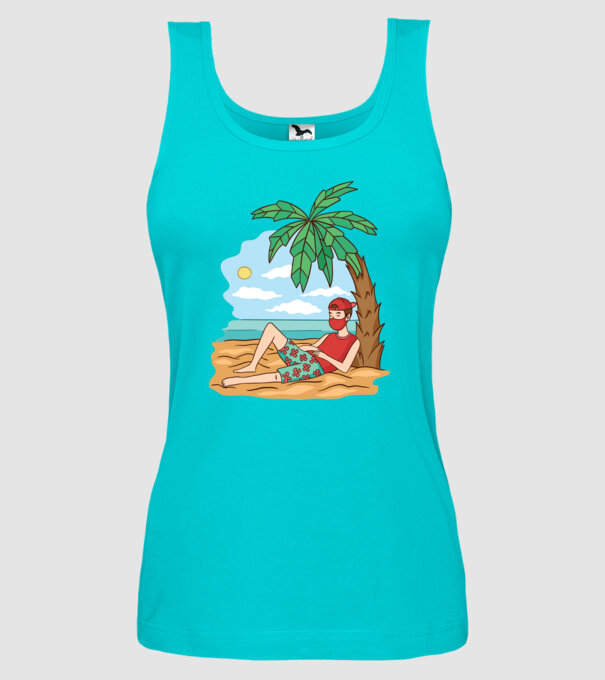 Vacanță în carantină model turcoaz pe tricou