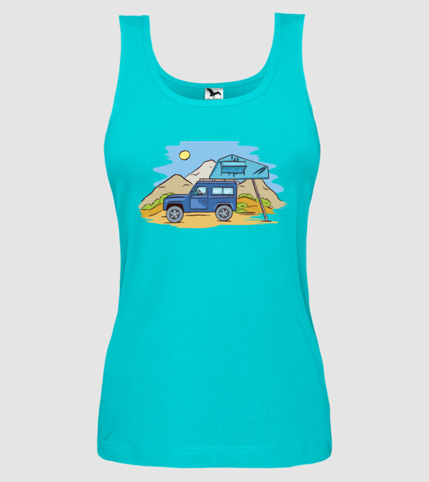 Mașină de camping model turcoaz pe tricou