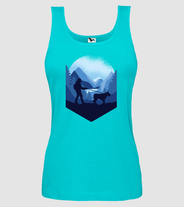 Excursie cu Câine model turcoaz pe tricou
