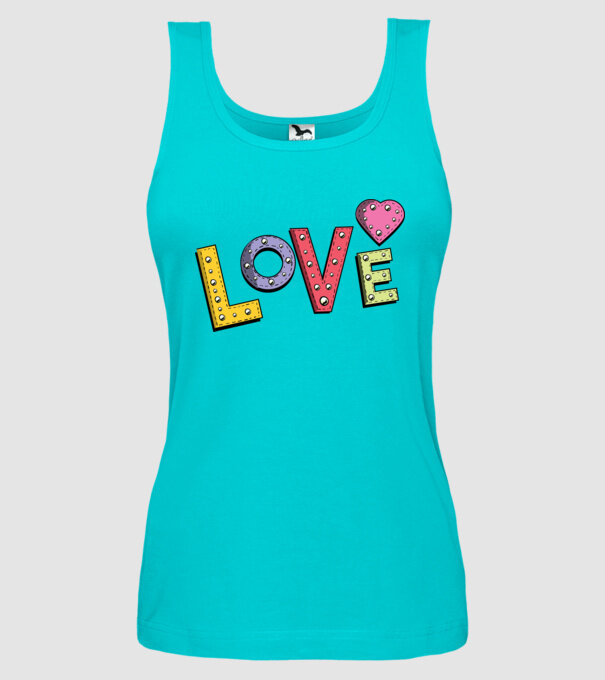 'Inscripție Love pentru Valentine''s Day' model turcoaz pe tricou