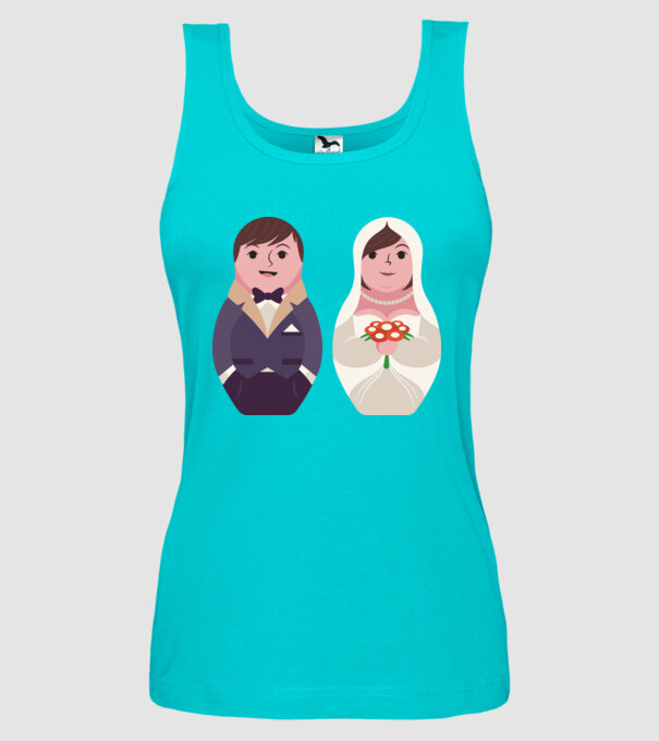 Matrioșka Căsătorie model turcoaz pe tricou