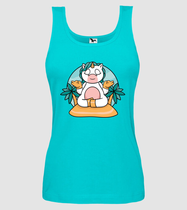Unicornul meditator model turcoaz pe tricou