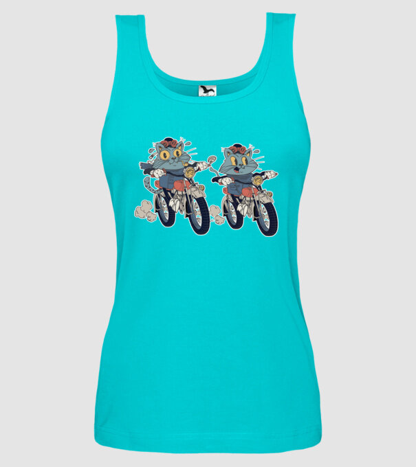 Pisicuțe motocicliste model turcoaz pe tricou