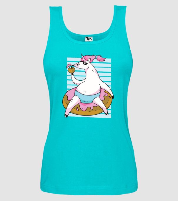 Unicorn în vacanță model turcoaz pe tricou