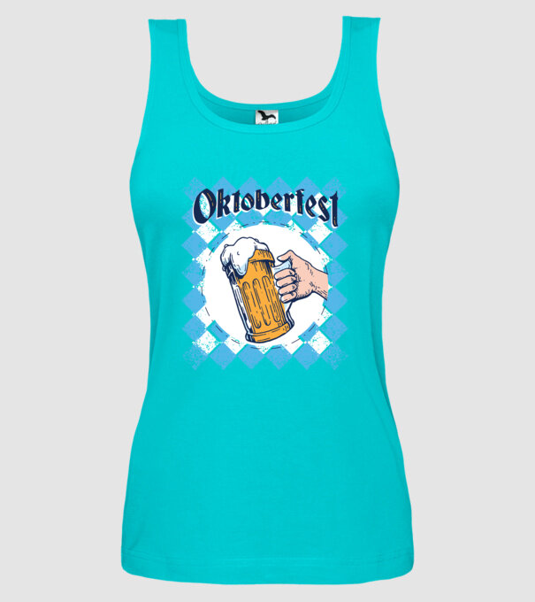 Tricou cu bere Oktoberfest model turcoaz pe tricou