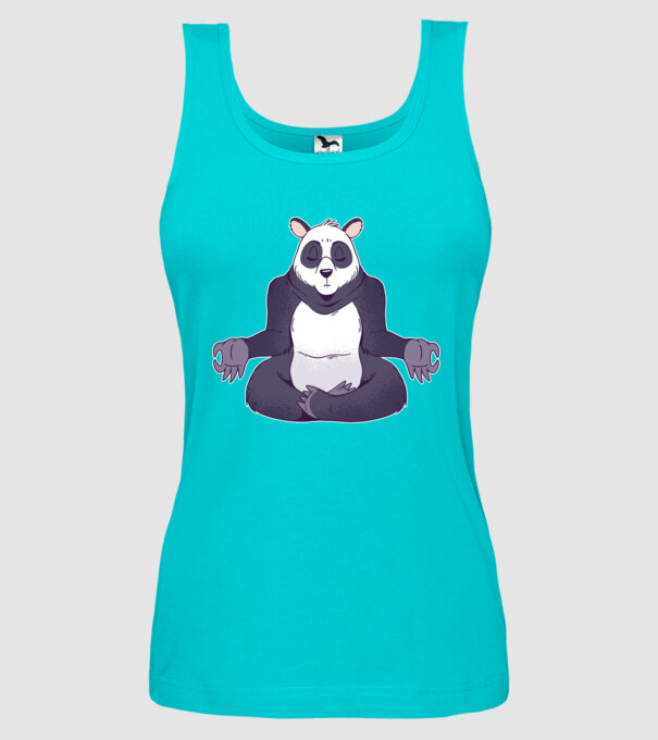 Panda Meditație model turcoaz pe tricou