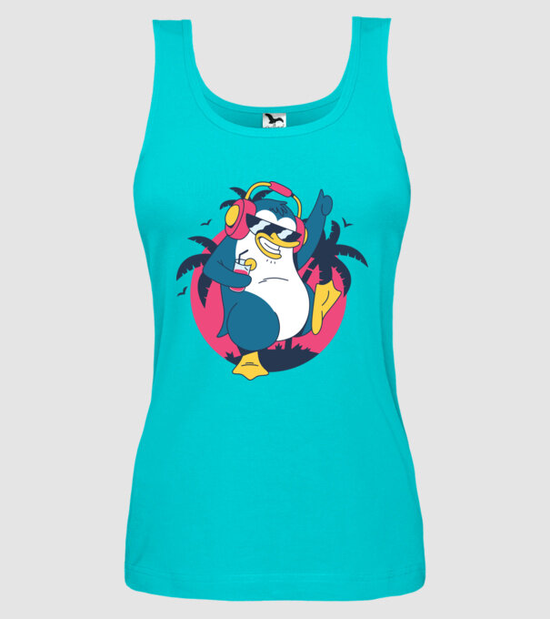 Pinguin de Petrecere model turcoaz pe tricou