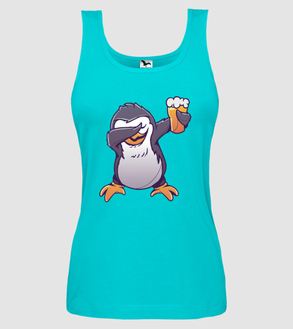 Pinguin cu Bere DAB model turcoaz pe tricou