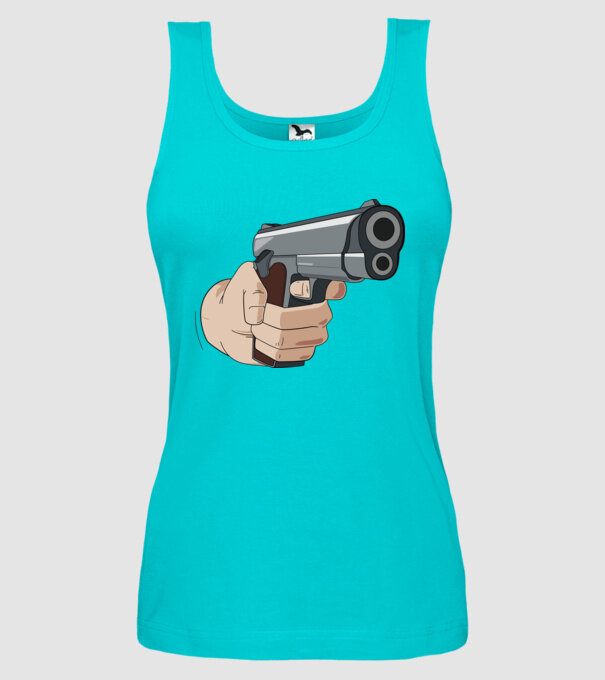 Pistol model turcoaz pe tricou