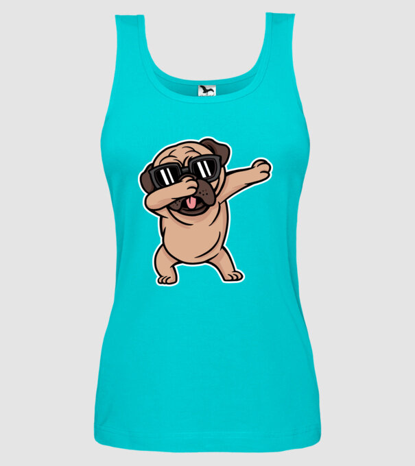 Pug DAB model turcoaz pe tricou