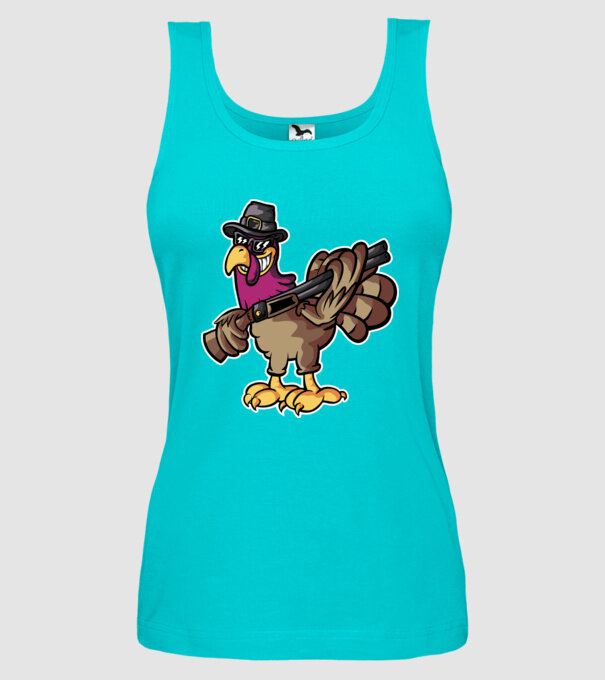 Shotgun Curcan model turcoaz pe tricou