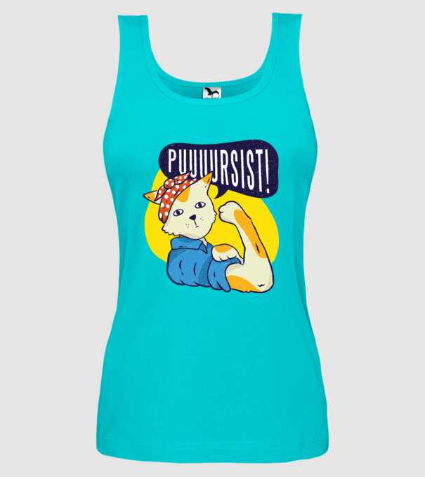 Pisică Pursist model turcoaz pe tricou