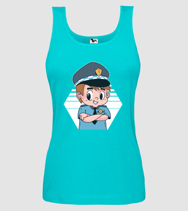 Polițist Copil model turcoaz pe tricou