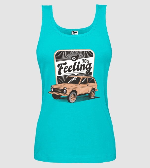 Mașină Retro anii 70 Lada Niva model turcoaz pe tricou