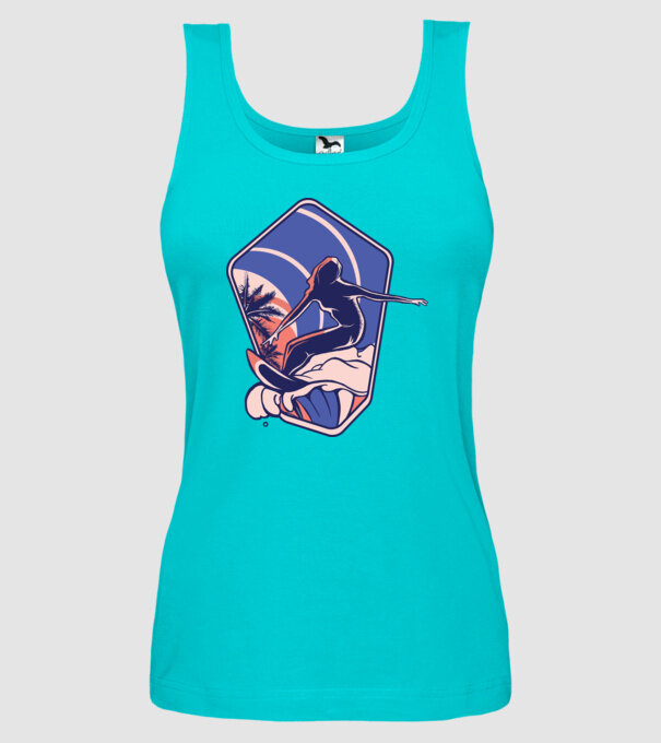 Surf ilustrare model turcoaz pe tricou
