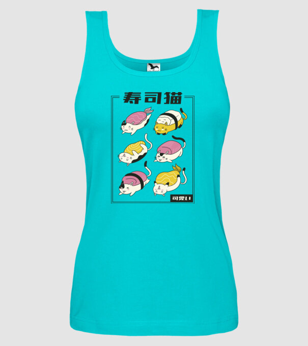 Pisicuțe Sushi model turcoaz pe tricou
