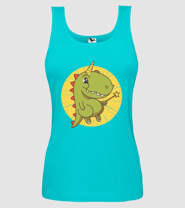 T-rex Unicorn cu baghetă magică model turcoaz pe tricou