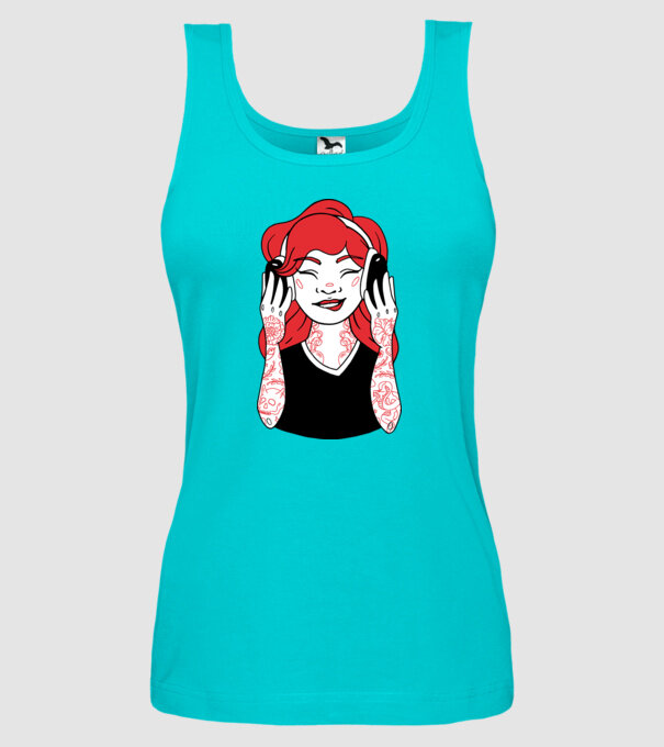 Fată Gamer tatuată model turcoaz pe tricou