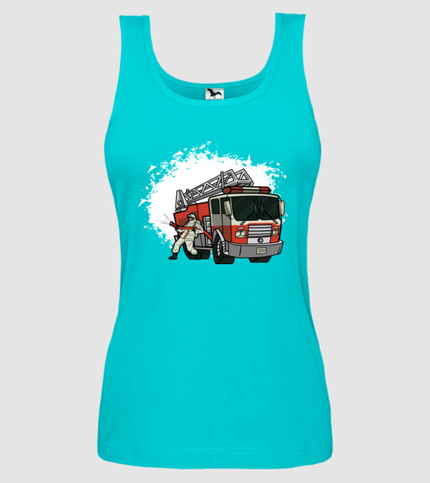 Pompier în acțiune model turcoaz pe tricou