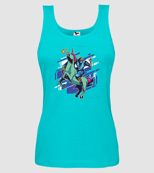 Unicorn Ninja model turcoaz pe tricou