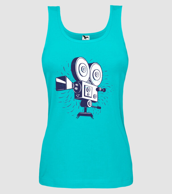 Camera video retro Vintage model turcoaz pe tricou