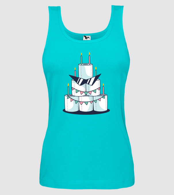Tort de zi de naștere din hârtie igienică model turcoaz pe tricou