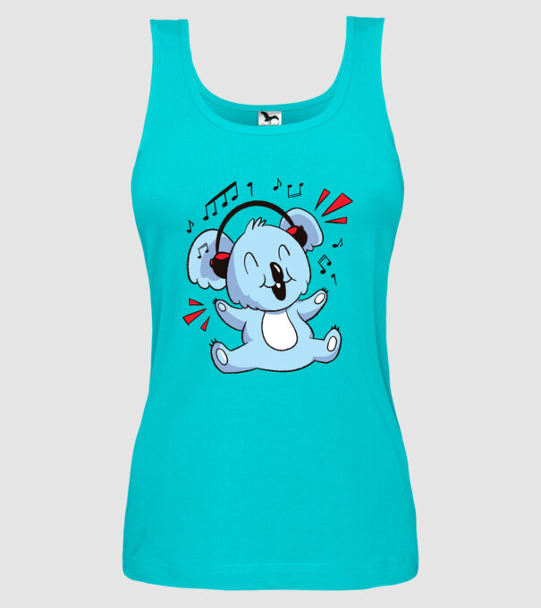 Koala iubitor de muzică model turcoaz pe tricou