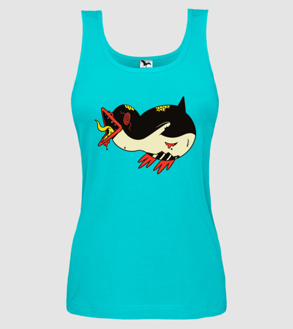 Pinguin Zombie model turcoaz pe tricou