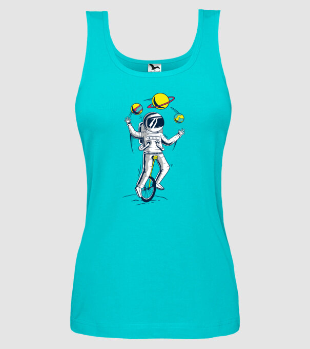 Jongler Astronaut model turcoaz pe tricou