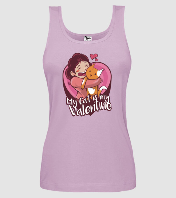 'Pisica mea este dragostea mea Tricou drăguț pentru Valentine''s Day' model liliachiu pe tricou