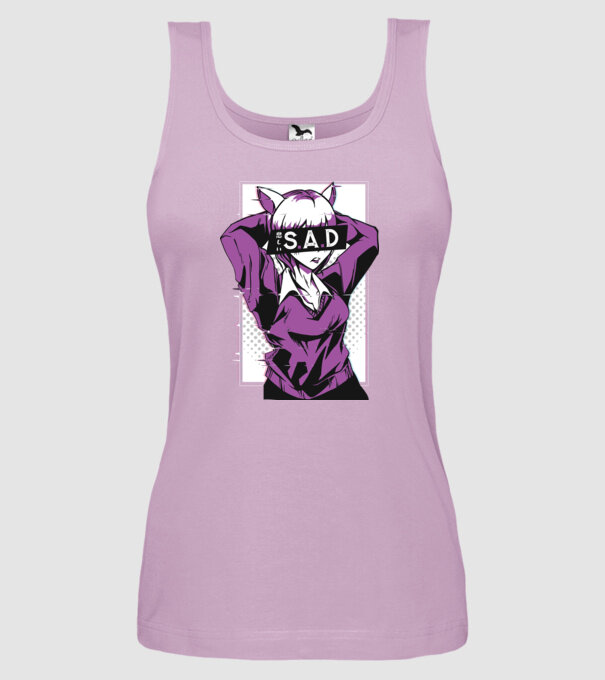 Anime fată tristă model liliachiu pe tricou