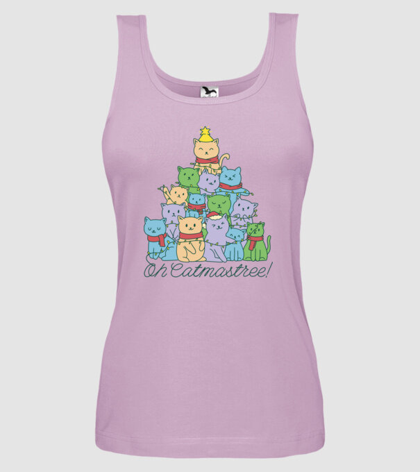 Pom de Crăciun Pisică model liliachiu pe tricou
