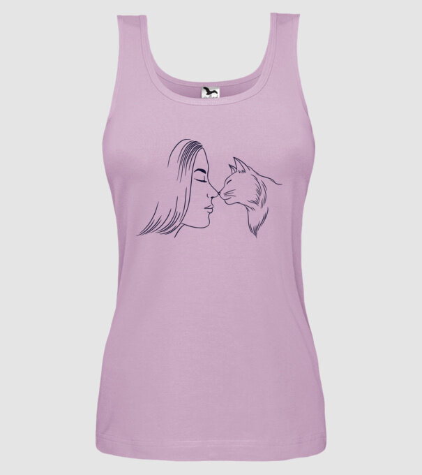 Dragoste Pisică model liliachiu pe tricou