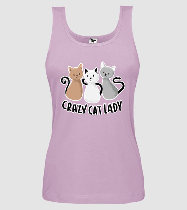 Crazy Cat Lady - fată nebună cu pisică model liliachiu pe tricou