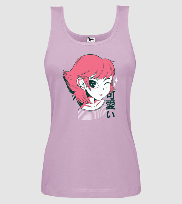 Fată drăguță Anime model liliachiu pe tricou