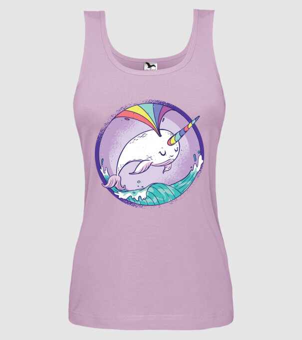 Unicorn drăguț Balenă - Narval model liliachiu pe tricou