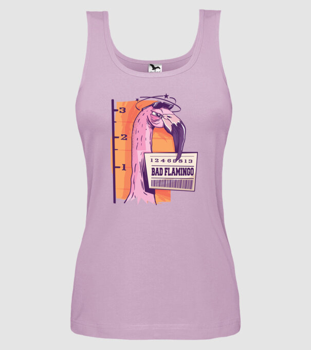 Flamingo arestat amuzant model liliachiu pe tricou